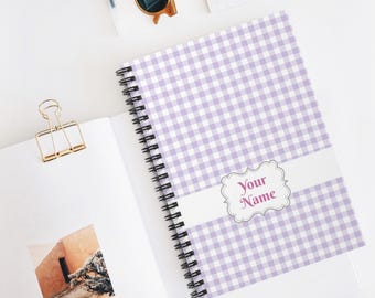 Charming Purple Gingham Spiral Notebook - For Students, Journal Lovers, Gift Ideas, Back to School, Note-taking