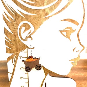 Pumpkin in a Wheelbarrow Dangle Earrings – Fall Harvest Jewelry, Autumn Pumpkin Earrings, Thanksgiving Gift, Seasonal Accessories