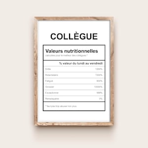 Valores nutricionales: póster humorístico de un colega masculino para regalo de trabajo, jubilación, papá noel secreto o cumpleaños de un colega