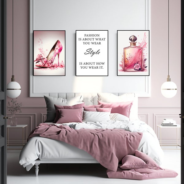 Lot de 5 posters girly pour chambre, affiches girly salon, tableau mural dressing