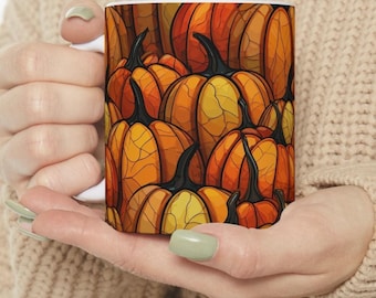 Fall Mug Ceramic ,Fall Coffee Lovers Pumpkin Mug, Fall Pumpkin Mug, Beautiful Autumn Coffee Cup with Pumpkin Design, Gift for Her ,Pumpkins
