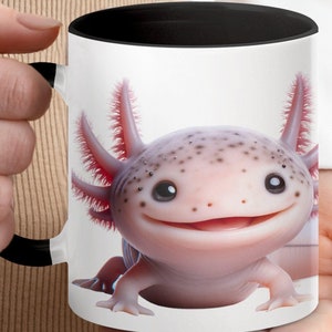 Cute Axolotl Mug, Adorable Smiling Axolotl Cup, Fun Amphibian Coffee Mug, Unique Axolotl Gift Idea, Cute Animal Lovers Mug, 11 oz 15 oz