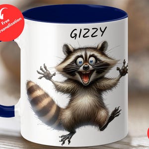 Customized Raccoon Mug, Personalized Raccoon Gift, Wildlife Coffee Mug, Cute Raccoon Character Cup, Animal Lover Gift, Gift For Her
