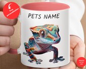 Colorful Gecko Pet Mug, Customizable Lizard Print, Personalized Reptile Gift, Unique Pet Lover Mug, Custom Animal Art, Pet Owner Gift,Lizard