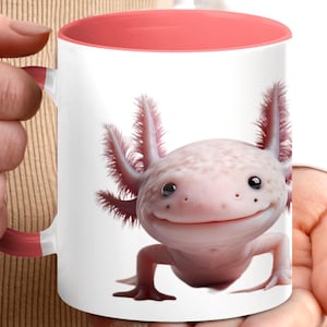 Cute Axolotl Mug, Adorable Smiling Axolotl Cup, Fun Amphibian Coffee Mug, Unique Axolotl Gift Idea, Cute Animal Lovers Mug, 11 oz 15 oz, Her