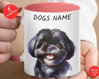 Cute Dog Illustration Mug, Shih Tzu Puppy Art, Perfect Gift for Dog Lovers, Pet Owners Coffee Cup, Unique Dog Mug, Colorful Design,Christmas