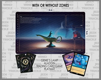 Tapete de juego Lorcana de la Lámpara de Aladino: Las mil y una noches TCG, bordes cosidos