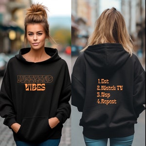 Sweat à capuche Weekend Vibes, sweat-shirt en coton mélangé, coupe décontractée