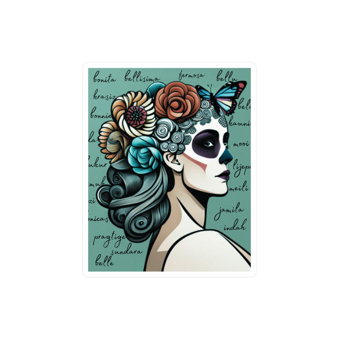 Skull Sticker Rainbow Sugar Skull Sticker Highquality Etsy