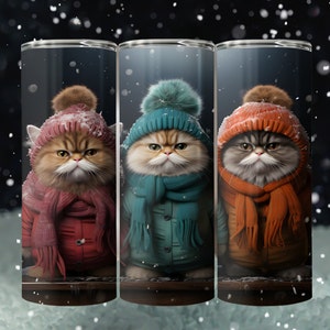 Cat Tumbler Wrap Digital Download, PNG For 20 oz Skinny Straight Tumbler, Funny Cute Gift For Cat Lover, Instant Download