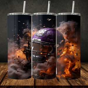 Purple Football Helmet Tumbler Wrap: 20oz Skinny Sublimation Design (PNG Digital Download