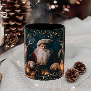 Santa and Reindeer Christmas Coffee Mug, Holiday Gift (11oz or 15oz)