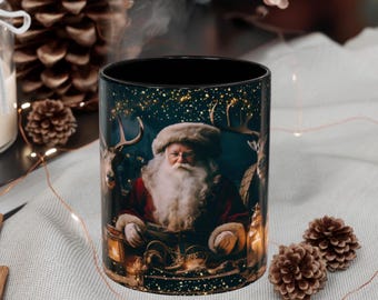 Kerstman en rendier kerstkoffiemok, vakantiecadeau (11oz of 15oz)