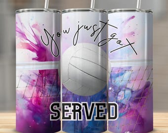 Wrap volleybalbeker: roze, paarsblauwe splash-kunst, You Just Got Served (digitale download)