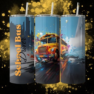 School Bus Driver Tumbler Wrap, Digital Download Sublimation PNG, 20 oz Skinny Straight Design, School Bus Driver Gift, Instant Download
