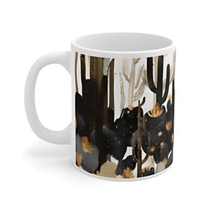 Cactus Coffee Mug 11oz Boho Desert Western Design, Hot Chocolate Mug, Tea/Coffee Cup, Cactus Lover Gift