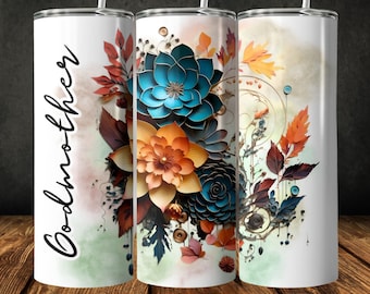 Omslagdoek bloemenbeker: 20 oz mager boho-ontwerp (digitale png-download)