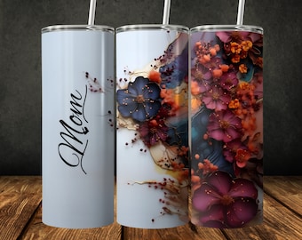 Mom Tumbler Wrap, Boho Floral Design, Mother's Day Gift (Digital Download)