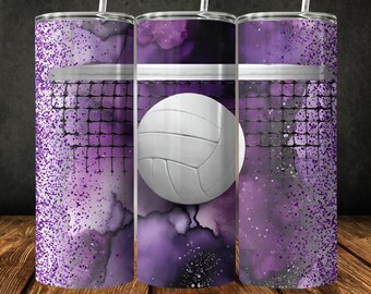 Wrap volleybalbeker paarse glitter: 20 oz mager sublimatieontwerp (digitale download)