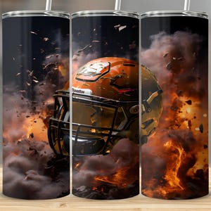 Orange Football Tumbler Wrap, Sublimation Digital Download PNG for 20 oz Skinny Straight Cup, Flame Sports Design Gift, Instant Download