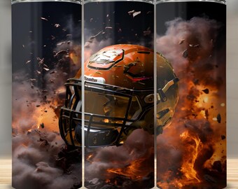 Orange Flame Football Tumbler Wrap: 20 oz Skinny Cup-sublimatieontwerp (digitale png-download)