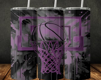Purple Basketball Tumbler Wrap: 20 oz Skinny Tumbler PNG (Digital Download)