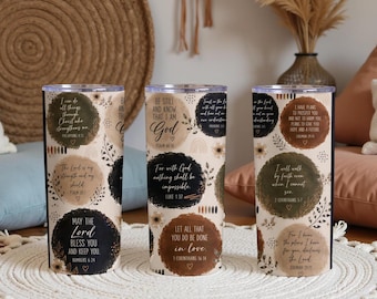 Christelijke bekerhoes PNG, Boho Bijbelvers 20oz Skinny Faith sublimatieontwerp
