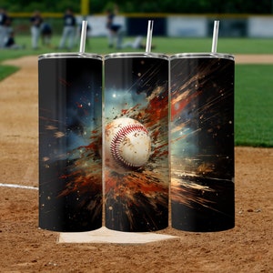 Baseball Tumbler Wrap, Digital Download Sublimation PNG, 20 oz Skinny Straight Sport Design, Instant Download