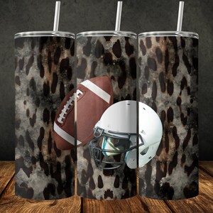 Football Leopard Tumbler Wrap Sublimation Digital Download PNG, 20 oz Skinny Straight Trendy Football Design, Instant Download