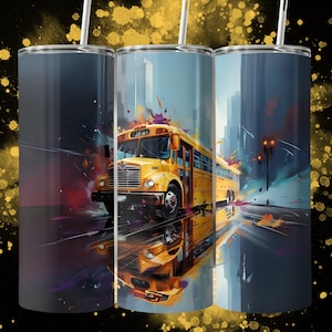 School Bus Tumbler Wrap Sublimation Digital Download PNG, 20 oz Skinny Straight Design, School Bus Driver DIY Gift, Instant Download