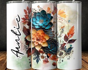 Tante Flower Tumbler Wrap: 20 oz skinny boho-ontwerp (digitale download)