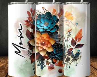 Tumbler wrap moeder, 3D boho-bloemsublimatieontwerp, Moederdagcadeau (digitale download)