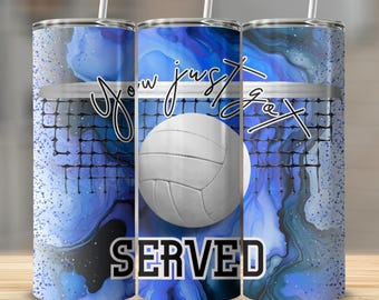 Wrap volleybalbeker: blauw marmeren ontwerp, je bent net opgediend (digitale download)
