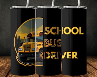 Bekerverpakking schoolbuschauffeur: 20 oz mager recht ontwerp (digitale download)
