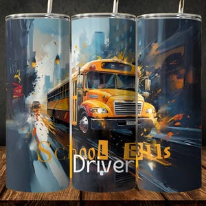 School Bus Tumbler Wrap Sublimation Digital Download PNG, 20 oz Skinny Straight Design, School Bus Driver DIY Gift, Instant Download