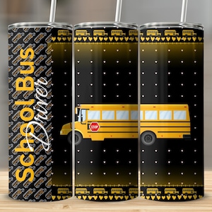 School Bus Driver Tumbler Wrap Sublimation Digital Download PNG,  20 oz Skinny Straight Design, School Bus Driver Gift, Instant Download