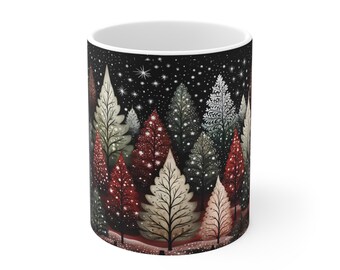Betoverde kerstboommok: koffiekopje voor de feestdagen