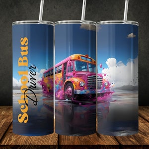 School Bus Driver Tumbler Wrap Sublimation Digital Download PNG, 20 oz Skinny Straight Design, School Bus Driver Gift Instant Download