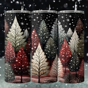 Christmas Forest Tumbler Wrap: Snowflake Sublimation Design (Digital Download PNG)