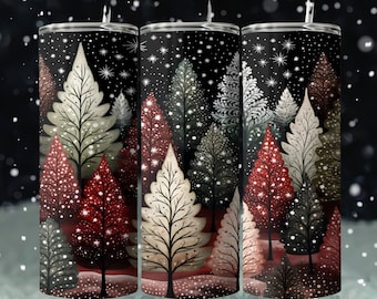 Kerstbos omslag beker: sneeuwvloksublimatieontwerp (digitale download, png-bestand)