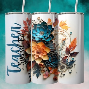 Special Ed Teacher Floral Tumbler Wrap: 20 oz Skinny Sublimation Design (Digital Download)