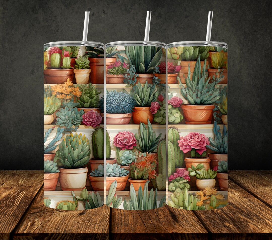 Watercolor Cactus Tumbler Wrap: 20 Oz Skinny Straight Design (digital ...