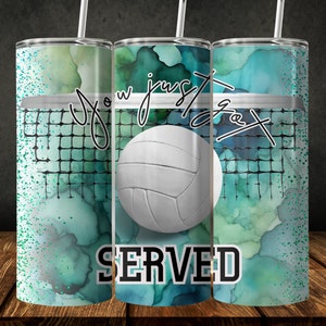 Volleyball Tumbler Wrap: Green Turquoise Design (Digital Download)