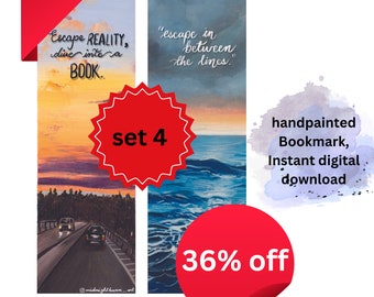 Printable bookmark, perfect gift, artistic, design, high resolution, handpainted set of 2