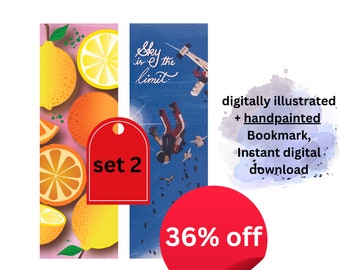 Instant printable high resolution 300dpi bookmark, best gift for readers, handpainted + digital illustration, artistic
