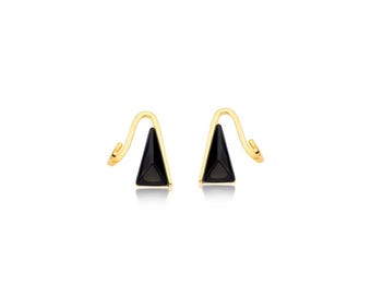 18K vergulde, zwarte obsidiaan, optische oorbel