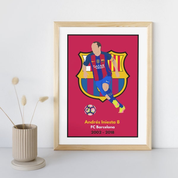 Andrés Iniesta print | Legendary Players of FC Barcelona | FC Barcelona | Barça | Soccer | Camp Nou