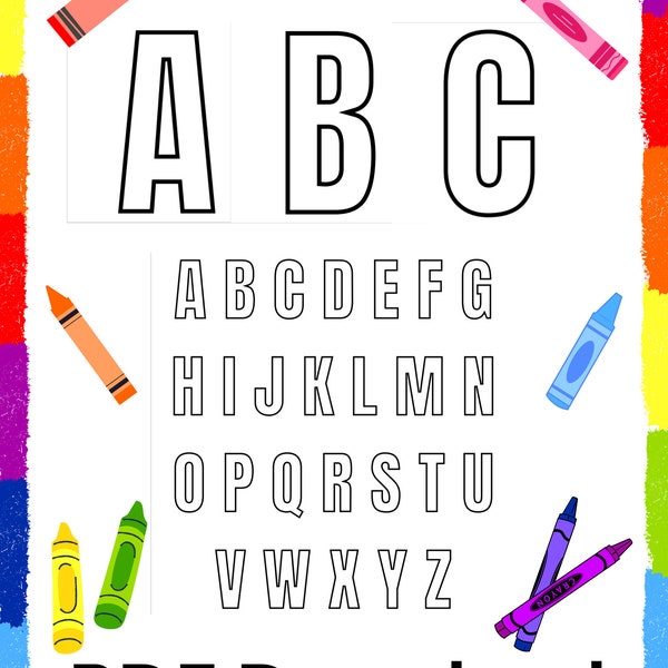 ABC Digital Download Upper Case Letters Coloring Preschool Kindergarten Teacher Kids Alphabet Learning PDF Download Print