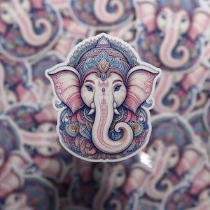 Ganesh Vinyl Sticker – Handmade Hindu God Ganpati Decal for Laptop, Journal, Water Bottle | Spiritual Elephant Art Gift