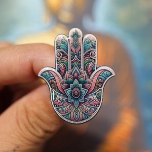 Hamsa Pin | Handmade UV Resin Hamsa Pin | Boho Mandala Design Spiritual Accessory | Good Luck Jewelry & Spiritual Accessories